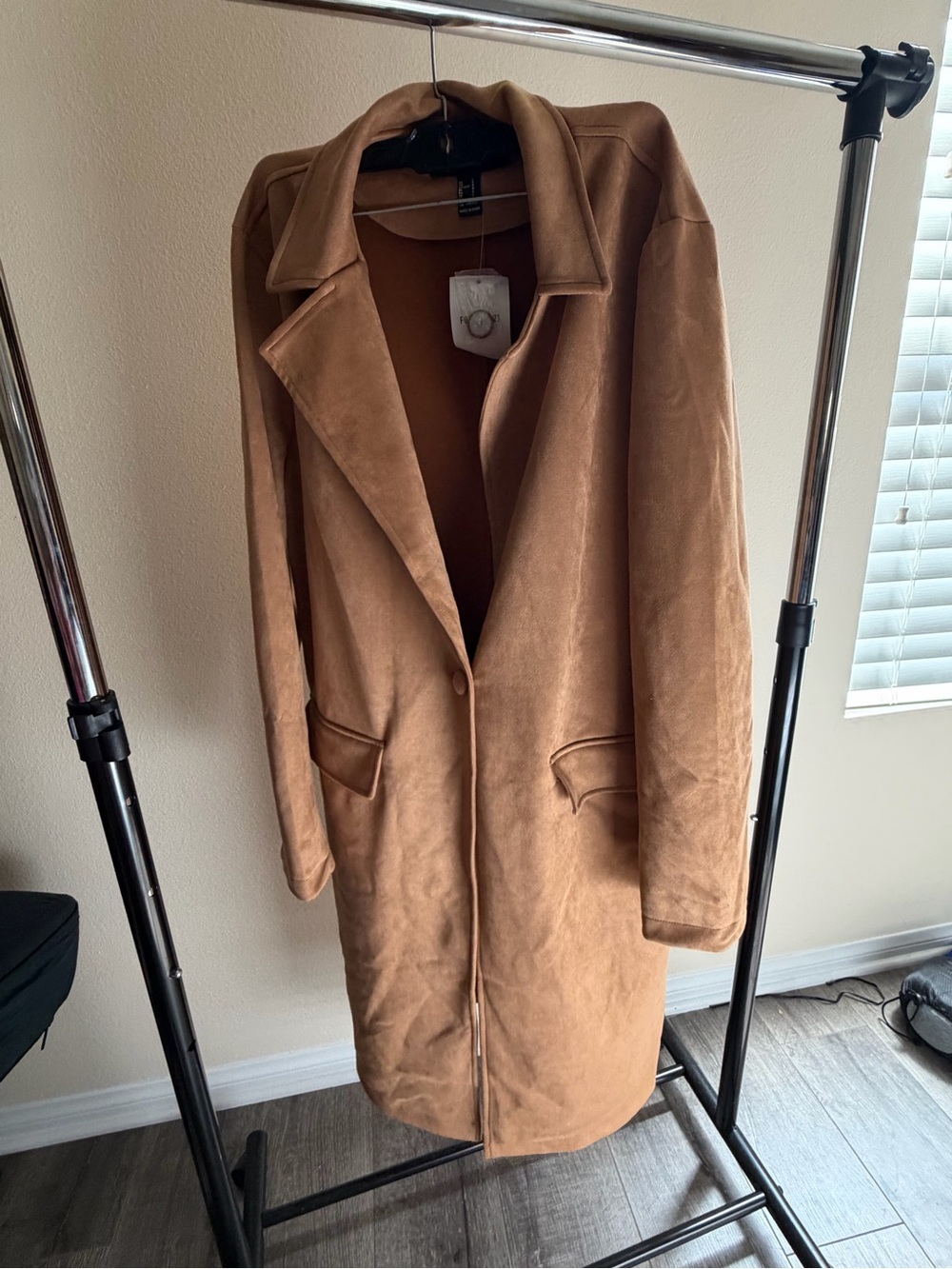 Forever 21 Tan Suede Long Trench Coat